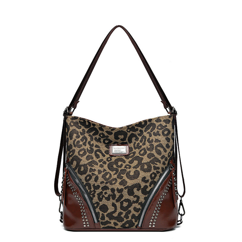 Leopardenmuster große Kapazität Retro-Stil multifunktionale Handtasche