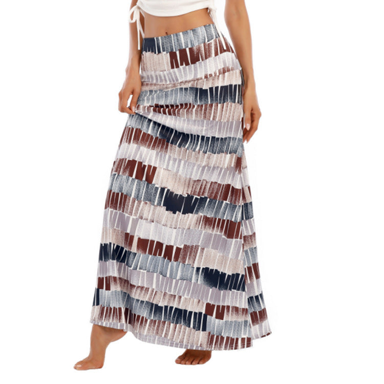 Langes Kleid mit Leopardenmuster und hoher Taille