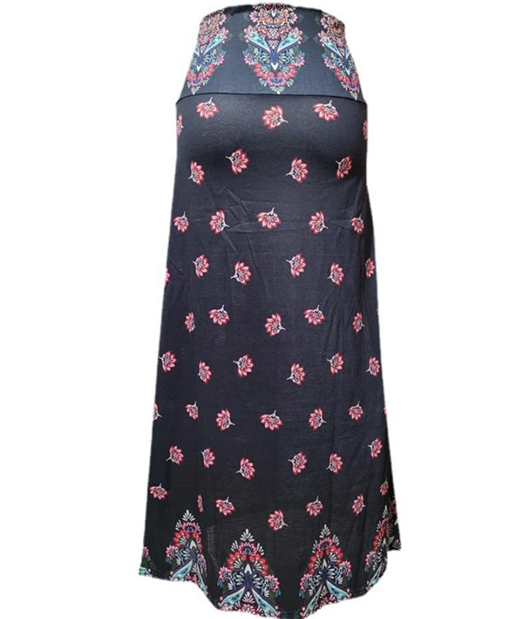 Langes Kleid mit Leopardenmuster und hoher Taille