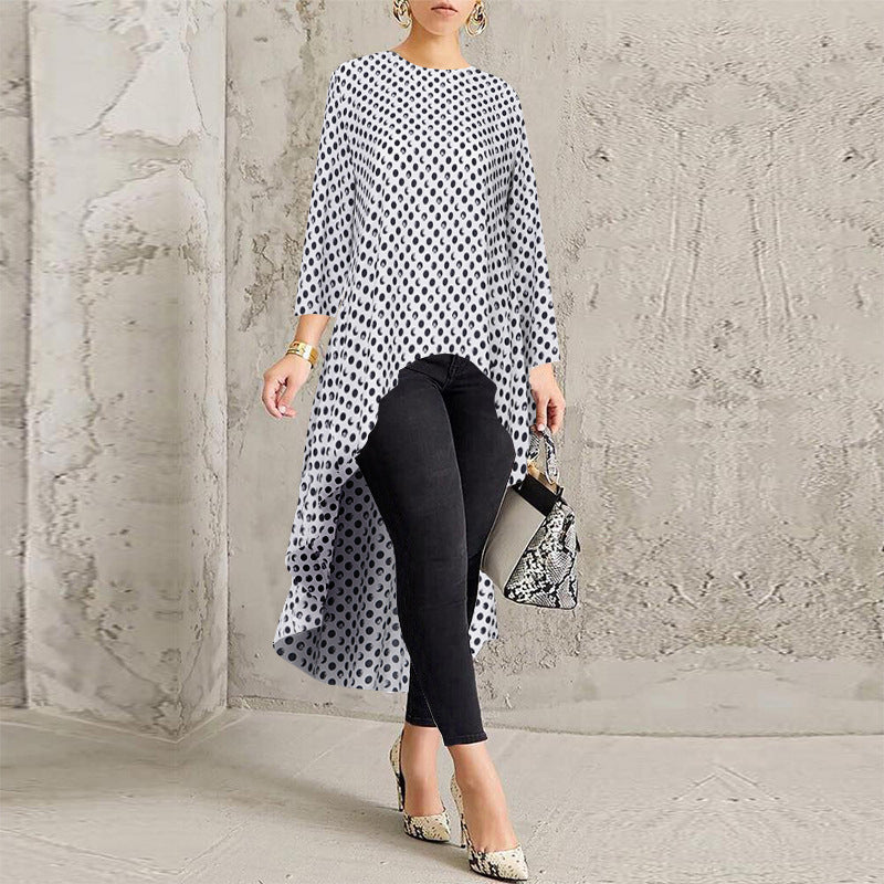 Leopard Langärmeliges Unregelmäßiges Kleid für Frauen