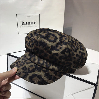 Mode Retro Persönlichkeit Leopard Achteckiger Hut