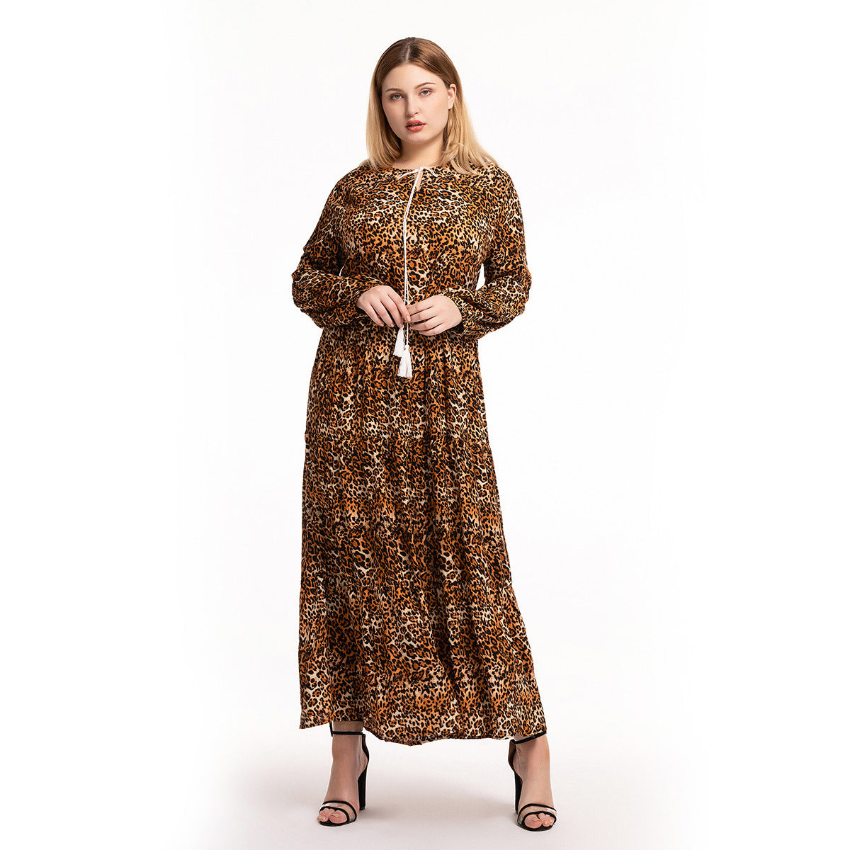 Women's Fashion Leopard Print Human Cotton Slim Dress